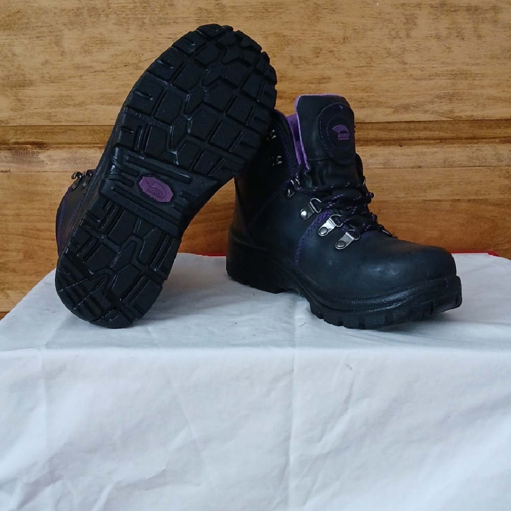 Black and Purple Winter Boots with Durable Soles